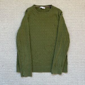 Tommy Hilfiger olive green cable knit sweater
